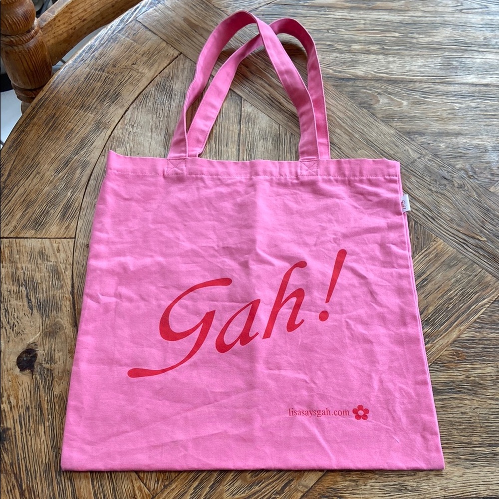 Lisa Says Gah Pink Cotton Tote Bag 15” X 16”